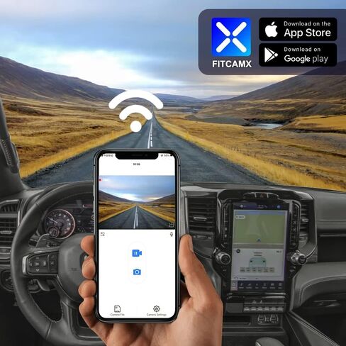 Fitcamx 4K Dash Cam Suitable for RAM 1500 TRX Classic (Model A) 2019 2020 2021 2022 2023 2024 Rebel Big Horn Laramie, OEM Look, UHD 2160P Video, WiFi&APP, Loop Recording G-Sensor, Plug&Play, 64GB Card in Saudi Arabia