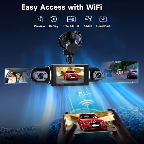 4 قناة DASH CAM الأمامية والخلفية داخل كاميرا اندفاعة 360 درجة للسيارات 4 قناة DASH CAM الأمامية والخلفية من الداخل ، 【2560*1440P】 IPS 4K/2K MINI DASHCAM ، WIFI GPS LIGHT VISION in Kuwait