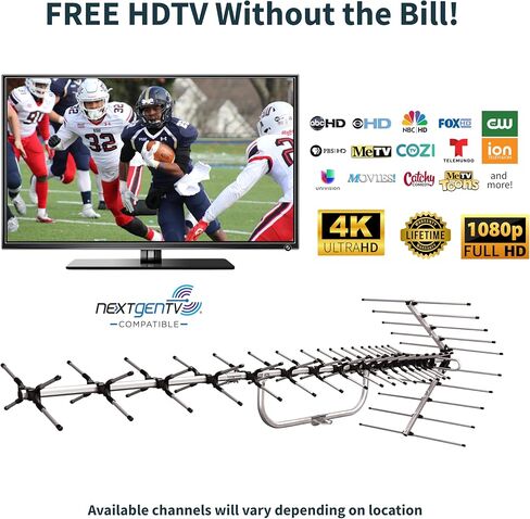 الهوائيات المباشرة Goliath Unidirectional طويلة المدى UHF Attic Attic Outdoor HDTV Hodtv ، 70+ Mile Range ، UHD 4K 8K ، NextGen TV-W/Mounting Hardware in Kuwait