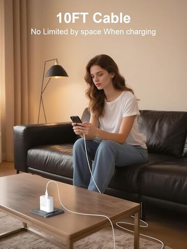 أنا هاتف 16 Pro Max Charger Charging Fast ، 45W USB C Block 2Pack مع استبدال كابل سلك طويل 10 قدمًا لـ iPhone 16/16 Pro/16 Pro Max/16 Plus 15/15 Pro Max/Pro in Kuwait