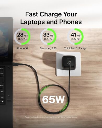 Belkin USB C Charger Block 65W ، كتلة شحن سريعة للغاية ، Type C Wall Charger - Apple iPhone 17 ، Air ، Pro ، Galaxy S25 ، Google Pixel 10 ، MacBook ، Airpods ، Chromebook ، Nintendo Switch 2 & More - Black in Saudi Arabia