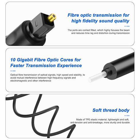 XMSJSIY 1 إلى 2 TOSLINK DIGITAL OPTICAL SPLITTER 1 MALE في 2 من الذكور كابل الصوت البصري الألياف مع أغطية الغبار للمسرح المنزلي ، Xbox ، PS5/PS4 ، TV ， المتلقي -1.5m/4.9ft in Saudi Arabia