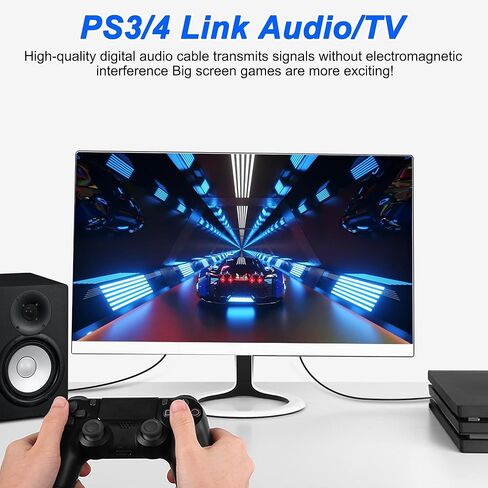 XMSJSIY 1 إلى 2 TOSLINK DIGITAL OPTICAL SPLITTER 1 MALE في 2 من الذكور كابل الصوت البصري الألياف مع أغطية الغبار للمسرح المنزلي ، Xbox ، PS5/PS4 ، TV ， المتلقي -1.5m/4.9ft in Saudi Arabia