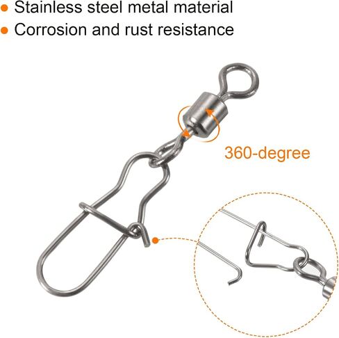 Fishing Rolling Swivel with Coastlock Snap, Stainless Steel Black Nickel Line Connector for Fishing in Saudi Arabia