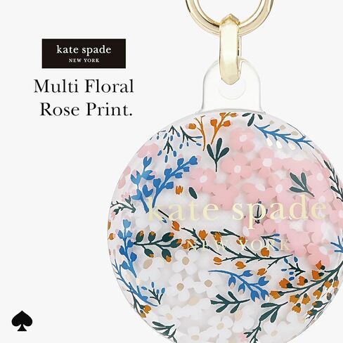 Kate Spade New York AirTag Holder with Gold Ring Clip - Protective Case for Apple AirTag - Multi Floral Rose/Pacific Green in Saudi Arabia