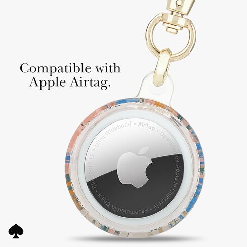 Kate Spade New York AirTag Holder with Gold Ring Clip - Protective Case for Apple AirTag - Multi Floral Rose/Pacific Green in Saudi Arabia