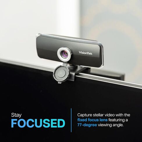 VisionTek VTWC30 Premium Full HD (1080P 30FPS) Webcam, for Windows, Mac, Linux, & Chromebook, Computer Video Camera, Digital Dual Microphones, Manual Focus Lens, Privacy Cover, 83-Degree Viewing Angle in Saudi Arabia