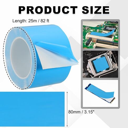 PATIKIL Thermal Adhesive Tape, 25m x 80mm x 0.2mm Double Side Adhesive Thermal Conductive Tape for Heatsink LED GPU Modules Computer CPU IC Chip, Blue in Saudi Arabia