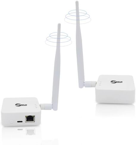 Wireless Bridge,2.4G Point to Point Outdoor 1KM Long Range WiFi Bridges for PtP/PtMP with High Gain Antenna, Type-C Adapter, 2 RJ45 Ethernet Port, 2 Pack (White) in Kuwait