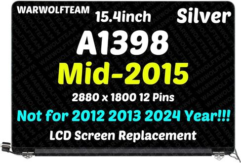 متوافق مع MacBookPro11،5 A1398 Retina Mid 2015 EMC 2909 EMC 2910 661-02532 2880 x 1800 12Pins LCD Cover Cover Cover Cable Cable Cable Top Top Complete Comply 15.4in (Silver) in Saudi Arabia