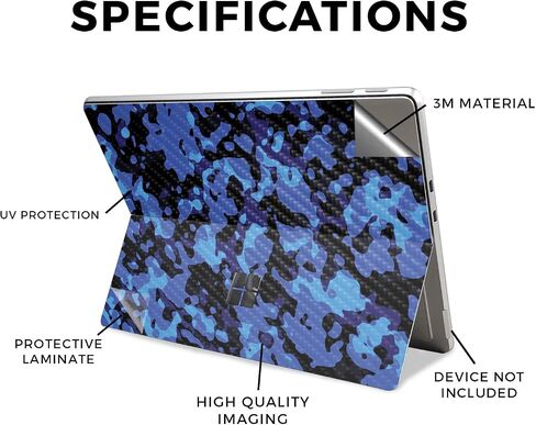 كربون من الألياف اللوحي الجلد متوافق مع Microsoft Surface Pro 11 (2024) - الأزرق Camo Camo - Premium 3M Vinyl Wrap Decal Cover - من السهل تطبيق | مصنوع في الولايات المتحدة الأمريكية من قبل Mayyskins in Saudi Arabia