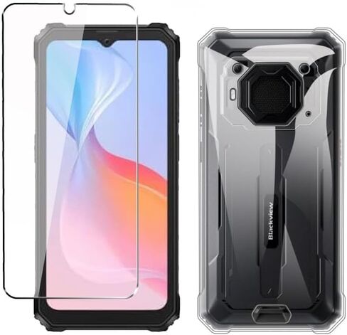 Case for Blackview BV6200/BV6200 Pro Phone case with Tempered Glass Screen Protector,Silicone Soft Flexible Bumper Shockproof TPU Protective Cover-Clear in Saudi Arabia