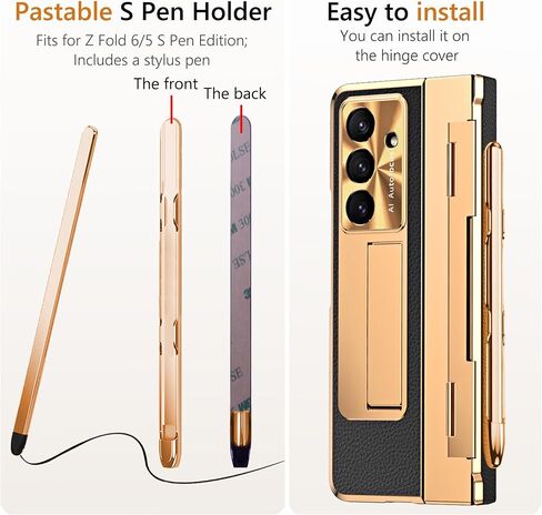 for Samsung Galaxy Z Fold 7 Case with S Pen Holder & Stylus, One-Piece Z Fold7 Phone Case with Kickstand Hinge Cover HD Screen Protector Shockproof Plating PC Bumper Cover for Z Fold 7 Black in Saudi Arabia