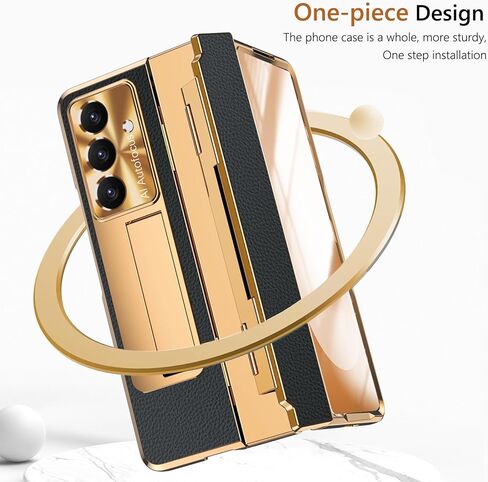 for Samsung Galaxy Z Fold 7 Case with S Pen Holder & Stylus, One-Piece Z Fold7 Phone Case with Kickstand Hinge Cover HD Screen Protector Shockproof Plating PC Bumper Cover for Z Fold 7 Black in Saudi Arabia