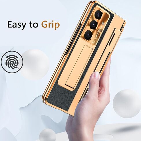 for Samsung Galaxy Z Fold 7 Case with S Pen Holder & Stylus, One-Piece Z Fold7 Phone Case with Kickstand Hinge Cover HD Screen Protector Shockproof Plating PC Bumper Cover for Z Fold 7 Black in Saudi Arabia