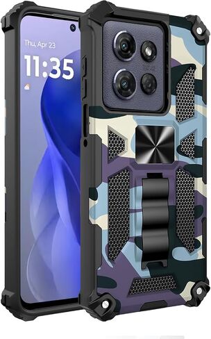for Motorola Moto G 2025 Case [Not for 2024], with 2 Pack Tempered Glass Screen Protector, Military Grade, Kickstand with Magnetic Car Mount, Protective Phone Case for Moto G 2025 Deep Blue in Saudi Arabia