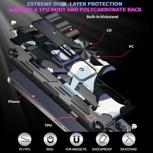 for Motorola Moto G 2025 Case [Not for 2024], with 2 Pack Tempered Glass Screen Protector, Military Grade, Kickstand with Magnetic Car Mount, Protective Phone Case for Moto G 2025 Deep Blue in Saudi Arabia