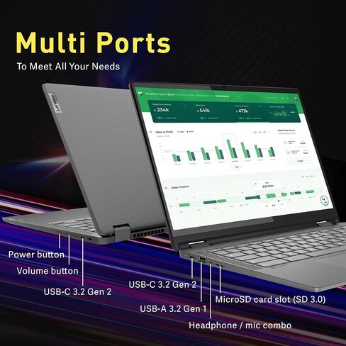 Lenovo IdeaPad Flex 5i Plus Chromebook, 14" WUXGA 2-in-1 Touchscreen Laptop, Intel i3-1315U, 8GB RAM, 128GB SSD, Intel UHD Graphics, Backlit Keyboard, Chrome OS, Gray (Renewed) in Saudi Arabia