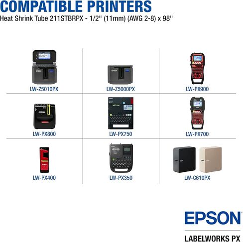 Epson LABELWORKS 205STBRPX Shrink Tube - Black on Red - 5mm, AWG 8-12 in Saudi Arabia