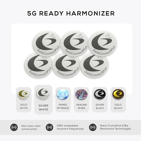حزمة من 6 ملصقات EMF للهاتف الخلوي- 5G ملصقات تنسيق جاهزة مصنوعة بفخر في الولايات المتحدة للهواتف المحمولة أو أجهزة الكمبيوتر المحمولة أو الأجهزة اللوحية- EMF Mega Shield لجميع الأجهزة الإلكترونية (الفضة البيضاء) in Kuwait