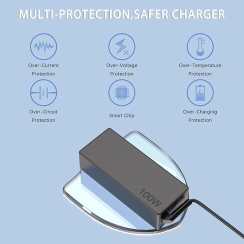 100W USB C Charger Fast Universal Captop Charger ، متوافق مع Lenovo ، MAC Book Pro/Air 16 ، 15 ، 14 ، 13 Inch ، Lenovo ThinkPad ، HP ، Dell ، Asus ، Acer ، Google Series Type C Cord Cord in Kuwait