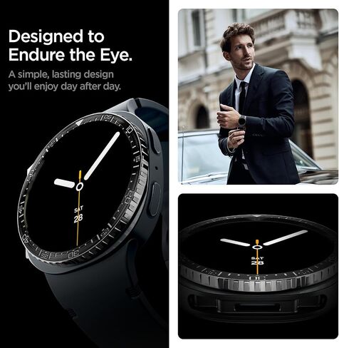 Spigen Bezel Tune (Diver) Designed for Samsung Galaxy Watch 8 44mm Bezel Ring Protector Adhesive Cover (2025) - Black in Saudi Arabia