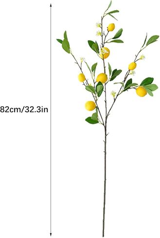 iuibmi 3 حزمة فرع الليمون الاصطناعي، فروع الليمون وهمية صفراء حية مع أوراق خضراء، يختار الزهور الاصطناعية زينة الليمون الربيع للمطبخ المنزل ديكورات زهرية الطرف (3 الليمون) in Kuwait