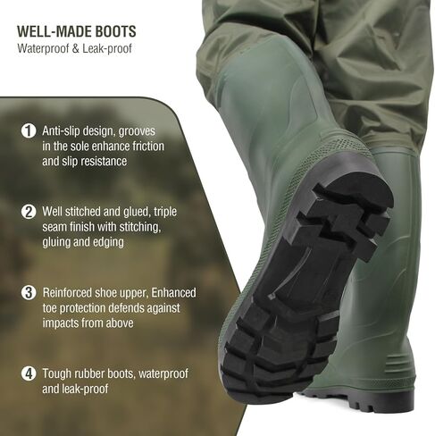 Bootfoot Chest Waders for Men Waterproof in Saudi Arabia