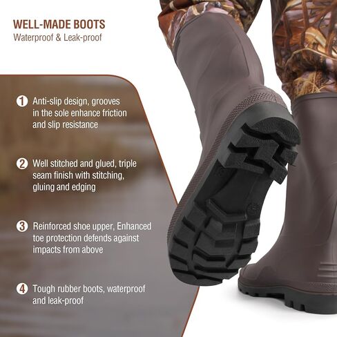 Fishing Waders for Men with Boots, Nylon/PVC Waterproof Chest Waders with Boot Hanger, Bootfoot Chest Wader for Fishing Hunting in Kuwait