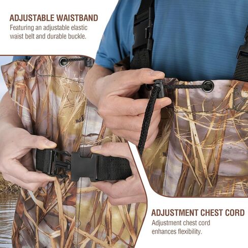 Fishing Waders for Men with Boots, Nylon/PVC Waterproof Chest Waders with Boot Hanger, Bootfoot Chest Wader for Fishing Hunting in Kuwait