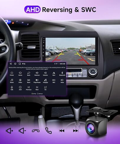 4Core 4G+64G Android CAR Radio for Honda Civic 2008-2011, Rimoody Car Stereo with Wireless Carplay and Android Auto Mirror Link GPS WiFi 9 Inch Touchscreen BT FM/RDS EQ SWC Backup Camera in Saudi Arabia