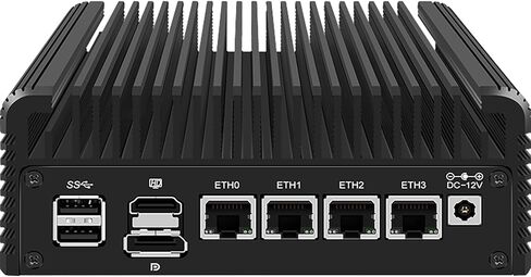 Kikusenko 4 Ports Micro Firewall Appliance Inter N200 Quad Core, Inter I226-V 2.5Gbe NIC Mini PC, Network Gateway Soft Router Mini Computer, Support AES-NI, DDR5 RAM, Barebone NO RAM NO SSD in Kuwait