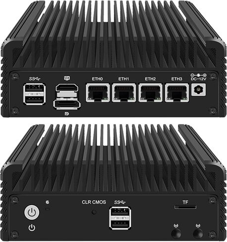 Kikusenko 4 Ports Micro Firewall Appliance Inter N200 Quad Core, Inter I226-V 2.5Gbe NIC Mini PC, Network Gateway Soft Router Mini Computer, Support AES-NI, DDR5 RAM, Barebone NO RAM NO SSD in Kuwait