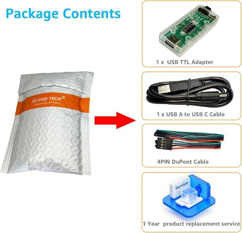 DSD TECH SH-U09F USB to TTL Adapter Support 3V3 and 5V0 TTL Featuring Genuine FTDI FT232RL IC in Kuwait