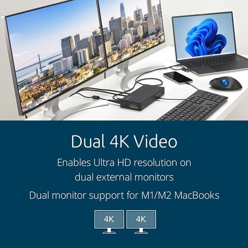 Kensington SD4781P USB-C & USB-A Displaylink Station ، عرض مزدوج 4K ، 2XHDMI ، 2xdisplayport ، مع تسليم الطاقة 100W ، لـ Mac M1/M2/M3/M4 ، Windows و Chrome (K33603NA) in Saudi Arabia