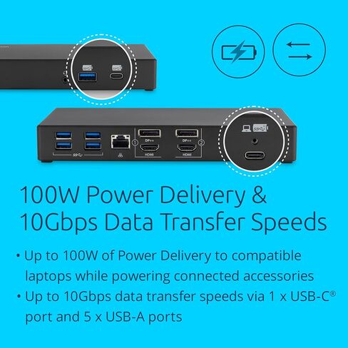 Kensington SD4781P USB-C & USB-A Displaylink Station ، عرض مزدوج 4K ، 2XHDMI ، 2xdisplayport ، مع تسليم الطاقة 100W ، لـ Mac M1/M2/M3/M4 ، Windows و Chrome (K33603NA) in Saudi Arabia