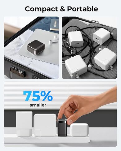 Munbyn Nexgo ™ 100W Gan III 3-Port USB-C Charger Block مع تصميم قابلة للطي مضغوط ، شحن سريع الطوارئ لـ MacBook Pro و iPhone و iPad و Galaxy وأكثر (كابل 3.3 قدم) in Saudi Arabia
