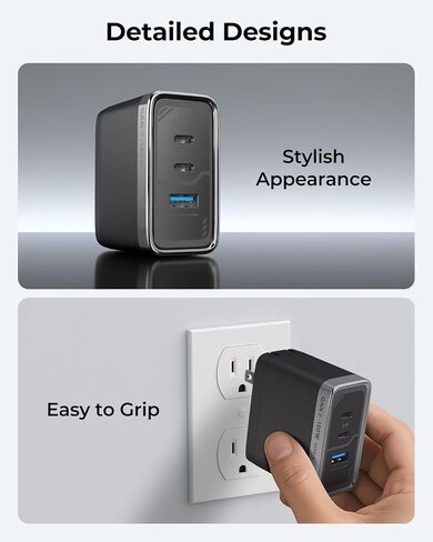 Munbyn Nexgo ™ 100W Gan III 3-Port USB-C Charger Block مع تصميم قابلة للطي مضغوط ، شحن سريع الطوارئ لـ MacBook Pro و iPhone و iPad و Galaxy وأكثر (كابل 3.3 قدم) in Saudi Arabia