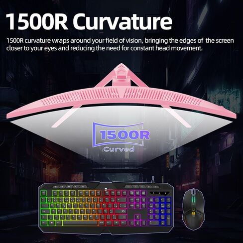Pink 34 Inch Curved Gaming Monitor 4K, 3440x1440 165Hz Ultrawide Computer Monitor, 1500R -Pip 1ms(Mprt) ‌HDR400 125% sRGB, Dci-P3 92%, HDMI/DP, Port, Suitable for Games and Office Work in Saudi Arabia