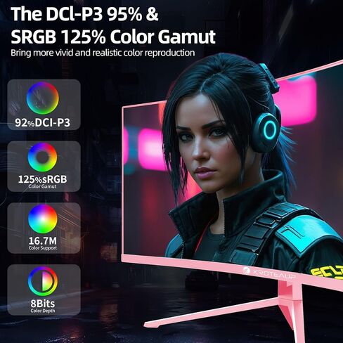 Pink 34 Inch Curved Gaming Monitor 4K, 3440x1440 165Hz Ultrawide Computer Monitor, 1500R -Pip 1ms(Mprt) ‌HDR400 125% sRGB, Dci-P3 92%, HDMI/DP, Port, Suitable for Games and Office Work in Saudi Arabia