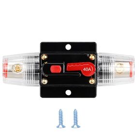 60 AMP 12V-48V DC Fuse Holder ، Noweierton ، قاطع الدائرة الصوتية ، حاملي الصمامات المضمّن للسيارات التلقائية ، إعادة تعيين يدوي ، لستيريو القوارب البحرية الصوتية مع العروات الأسلاك وأنبوب تقليص الحرارة in Kuwait