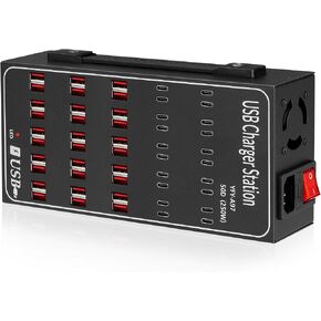 250W USB~c Charging Station, 50 Port (30 USB A & 20 USB~C Port) USB~C Charger Block, Fast Charging Station for Multiple Devices, Desktop USB Charger Compatible for iPhone, iPad, Tablets in Kuwait