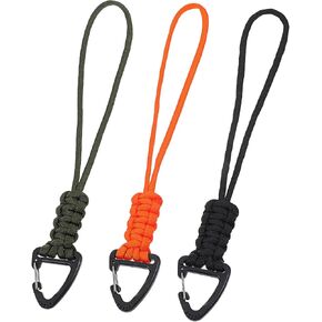 3 Pack Paracord Lanyard with Triangle Carabiner Clip – Durable Rope Keychain for Keys, Backpack, Outdoor Survival, Camping & Gear (Black, Army Green, Orange) in Saudi Arabia