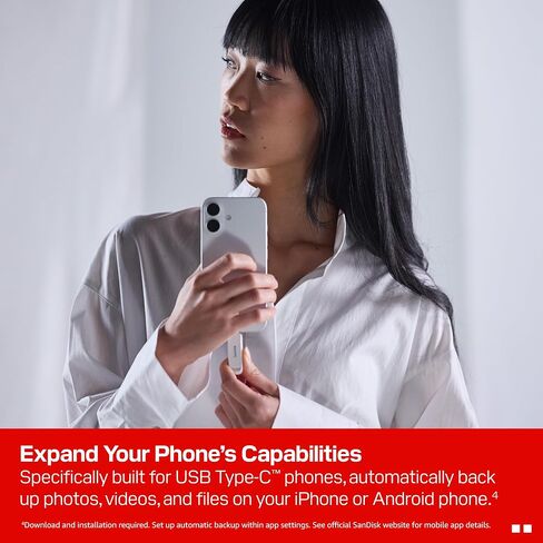 SanDisk 1TB Phone Drive with USB Type-C - for Smartphones, Tablets, and Computers - Up to 150MB/s, USB 3.2 Gen 1 - Arctic White - SDIXS0N-1T00-GN6NE in Saudi Arabia
