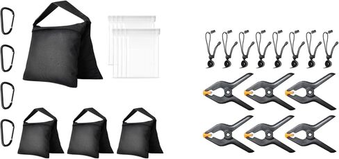 emart emart sandbag sandbag photo studio bage bag bag design -4 packs set (black) + emart 4.5 inch backdrop clamp backdrop kit -6 spring clamps ، 8 background clists for photo studio in Saudi Arabia