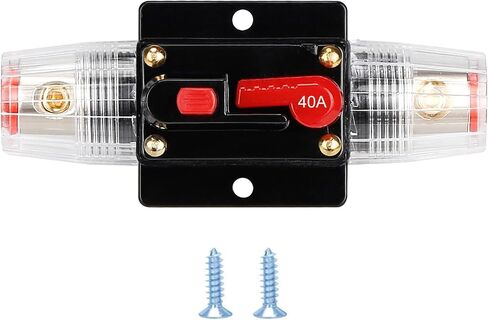 60 AMP 12V-48V DC Fuse Holder ، Noweierton ، قاطع الدائرة الصوتية ، حاملي الصمامات المضمّن للسيارات التلقائية ، إعادة تعيين يدوي ، لستيريو القوارب البحرية الصوتية مع العروات الأسلاك وأنبوب تقليص الحرارة in Kuwait