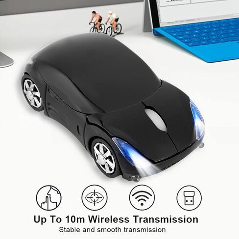Sorandy 2.4GHz Wireless Mouse, Classic Car Shaped Mouse with USB Reciver, 1600 DPI Optical Computer Mouse Compatibile with Windows XP, Vista, Windows 7, ME, 2000, OS (Black) in Saudi Arabia