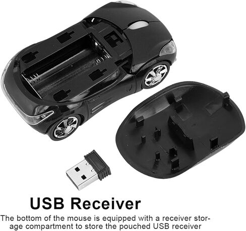 Sorandy 2.4GHz Wireless Mouse, Classic Car Shaped Mouse with USB Reciver, 1600 DPI Optical Computer Mouse Compatibile with Windows XP, Vista, Windows 7, ME, 2000, OS (Black) in Saudi Arabia