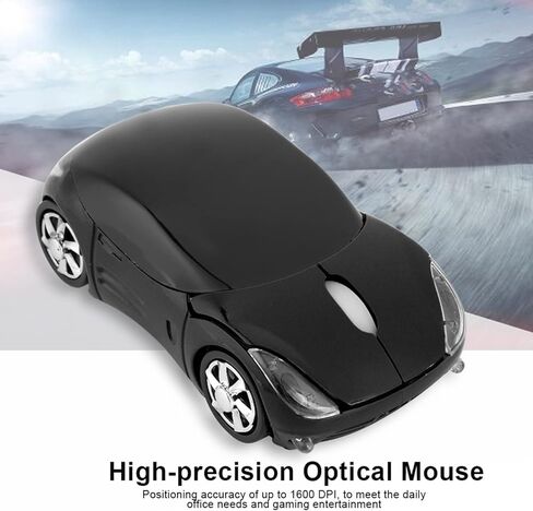 Sorandy 2.4GHz Wireless Mouse, Classic Car Shaped Mouse with USB Reciver, 1600 DPI Optical Computer Mouse Compatibile with Windows XP, Vista, Windows 7, ME, 2000, OS (Black) in Saudi Arabia
