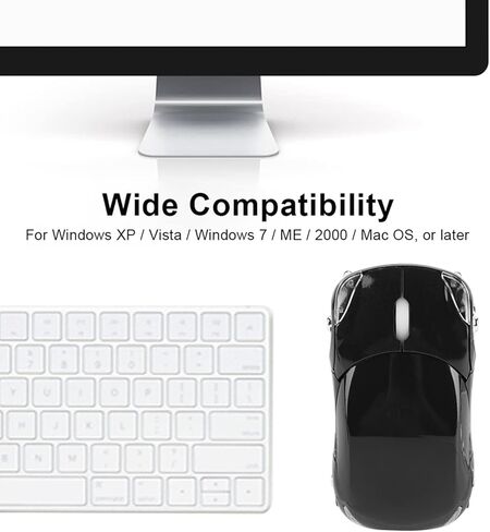 Sorandy 2.4GHz Wireless Mouse, Classic Car Shaped Mouse with USB Reciver, 1600 DPI Optical Computer Mouse Compatibile with Windows XP, Vista, Windows 7, ME, 2000, OS (Black) in Saudi Arabia